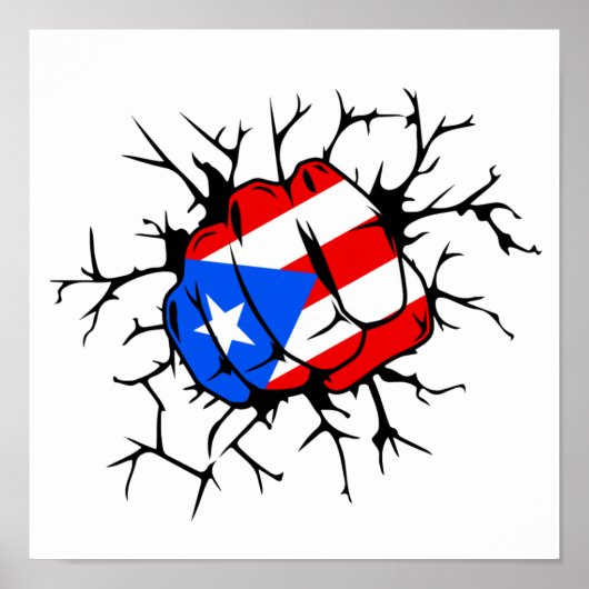 Poster van Puerto Rico Flag Fist Cool (Voorkant)