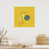 Poster van Puffer Fish die Tuba spelen (Keuken)