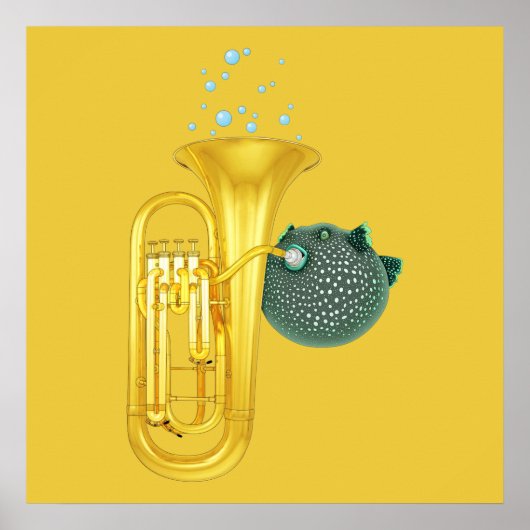 Poster van Puffer Fish die Tuba spelen (Voorkant)