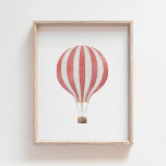 Poster van Red Hot Air Ballon Nursery Decor<br><div class="desc">Deze geïllustreerde heteluchtballon is een mooie manier om je kinderkamer,  kinder kamer of een muur te versieren die een beetje liefde nodig heeft!</div>