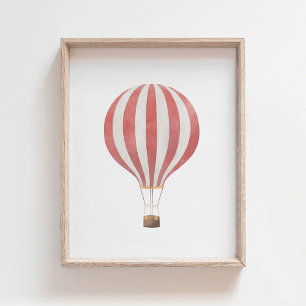 Poster van Red Hot Air Ballon Nursery Decor