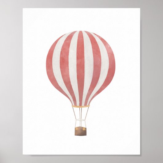 Poster van Red Hot Air Ballon Nursery Decor (Voorkant)