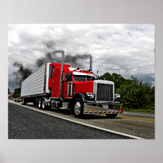 Poster van Red & Rollin' Peterbilt (Voorkant)
