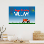 Poster van Red Tractor Birthday Party (Keuken)