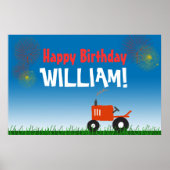 Poster van Red Tractor Birthday Party (Voorkant)