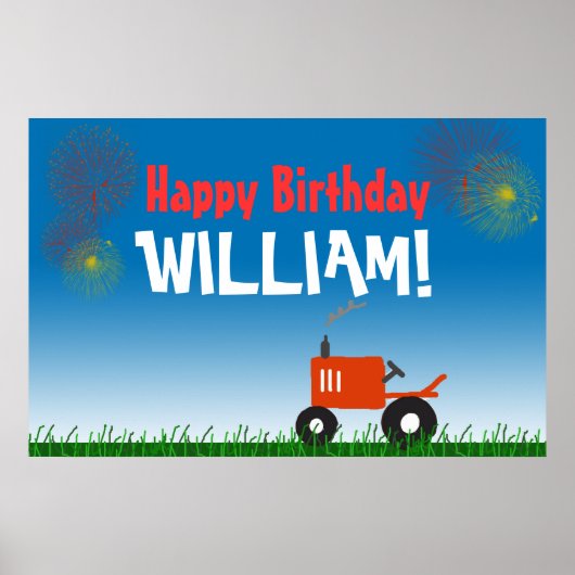 Poster van Red Tractor Birthday Party (Voorkant)