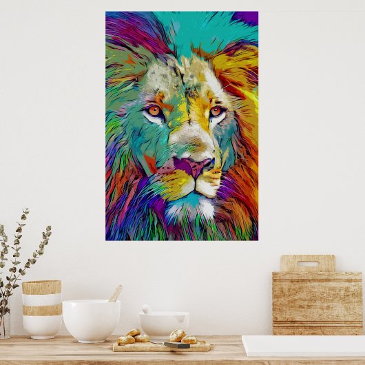 Poster van regenboogleeuw (Keuken)