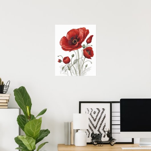 Poster van rode papaver (Thuiskantoor)
