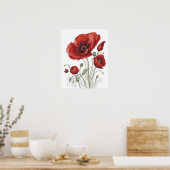 Poster van rode papaver (Keuken)