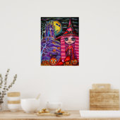 Poster van roze halloween heks (Keuken)