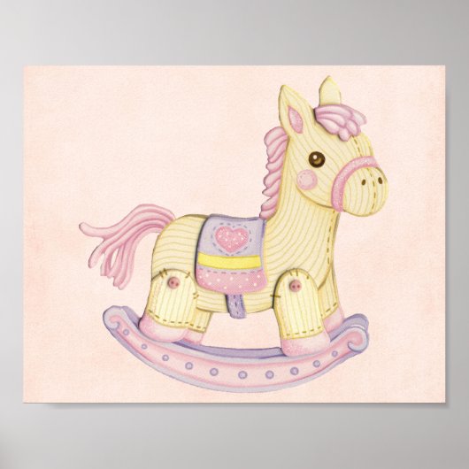 Poster van roze Rocking Horse (Voorkant)
