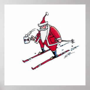 Poster van Santa Skiing matte