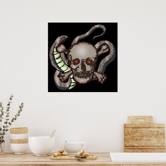 Poster van schedel en slangen (Keuken)