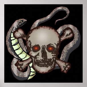 Poster van schedel en slangen