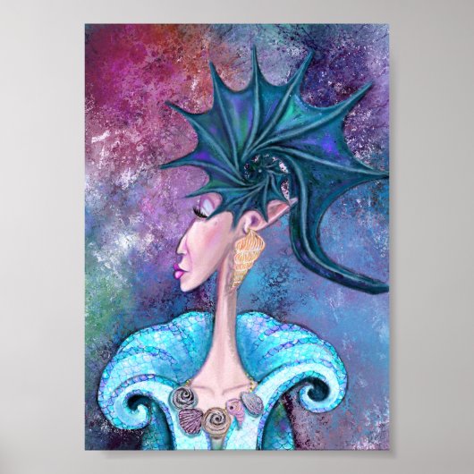 Poster van Seashell Lady - Schilderen (Voorkant)