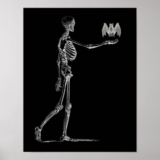Poster van skelet en bat (Voorkant)