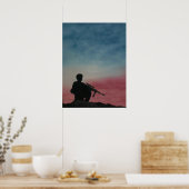Poster van Soldier Silhouette Red White en Blue (Keuken)