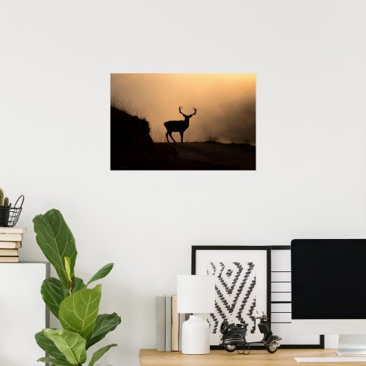 Poster van Solitary Red Stag/afdrukken (Thuiskantoor)
