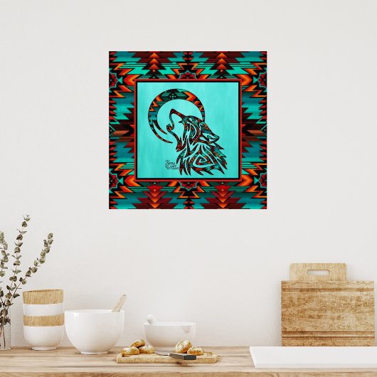 Poster van Southwest Tribal Wolf (Keuken)