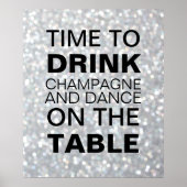 Poster van Sparkly Silver Champagne Party (Voorkant)