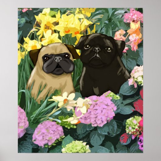 Poster van Spring Pugs van Amy Cappelli (Voorkant)