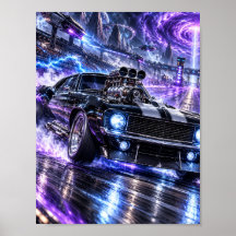 Poster van supercharged kosmische muscle car