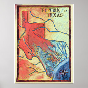 Poster van Texas Map