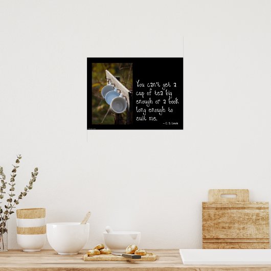 Poster van thee en boeken (Keuken)