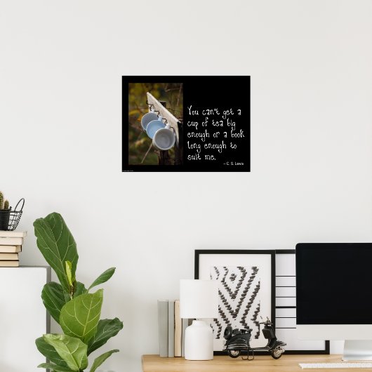 Poster van thee en boeken (Thuiskantoor)