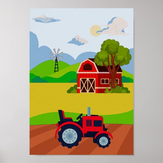 Poster van tractor Nursery Print Kinder Room Decor (Voorkant)