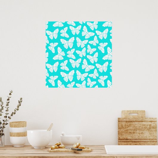 Poster van Turquoise butterflies (Keuken)