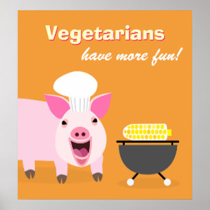 Poster van vegetarische varkens