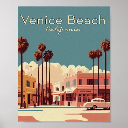 Poster van Venetië Beach Minimale Vintage Travel (Voorkant)