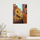 Poster van Venetië Canal Bridge Brick Wall Archite (Keuken)