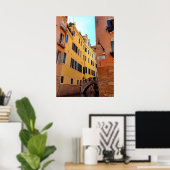 Poster van Venetië Canal Bridge Brick Wall Archite (Thuiskantoor)