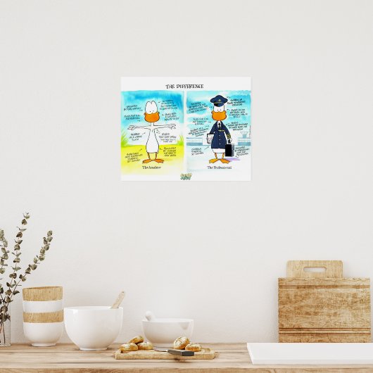 Poster van verschillen tussen piloten en Amateur (Keuken)