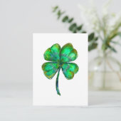 poster van vier bladklaver waterverf briefkaart (Staand voorkant)