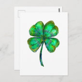 poster van vier bladklaver waterverf briefkaart (Voorkant / Achterkant)