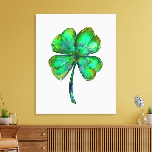 poster van vier bladklaver waterverf canvas afdruk (Insitu (Woonkamer))