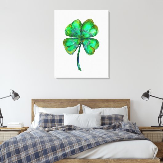 poster van vier bladklaver waterverf canvas afdruk (Insitu (Slaapkamer))