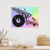 Poster van vinylplaat en noten (Keuken)
