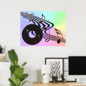 Poster van vinylplaat en noten (Thuiskantoor)