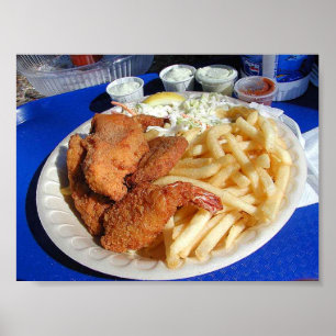 Poster van vis en chips