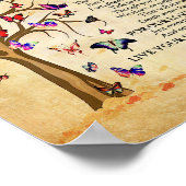 Poster van vlinderdoek en gedicht (steen) (Hoek)