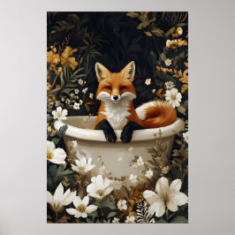 Poster van Vos in Badkuip, Grappige Dierenposter, 