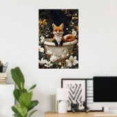 Poster van Vos in Badkuip, Grappige Dierenposter, (Thuiskantoor)