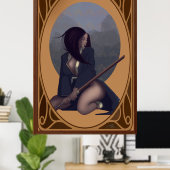 Poster van vrouwelijke Samurai (Thuiskantoor)
