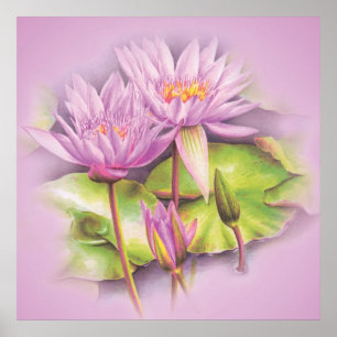 Poster van waterluipurperbloemen