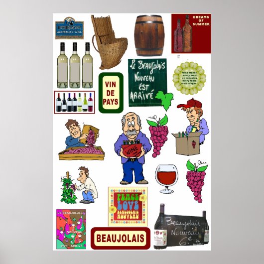 Poster van wijn, Beaujolais Nouveau (Voorkant)