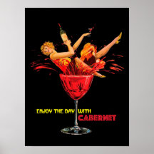 Poster van wijn Geniet van de dag met Cabernet. lo
